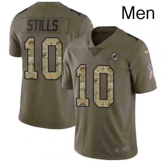Mens Nike Miami Dolphins 10 Kenny Stills Limited OliveCamo 2017 Salute to Service NFL Jersey